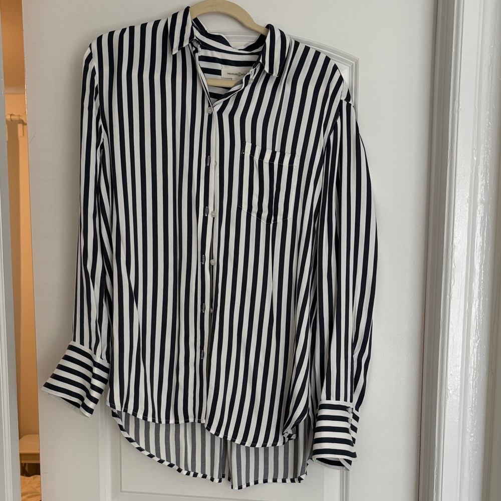 Treasure & Bond Black and White Striped Blouse